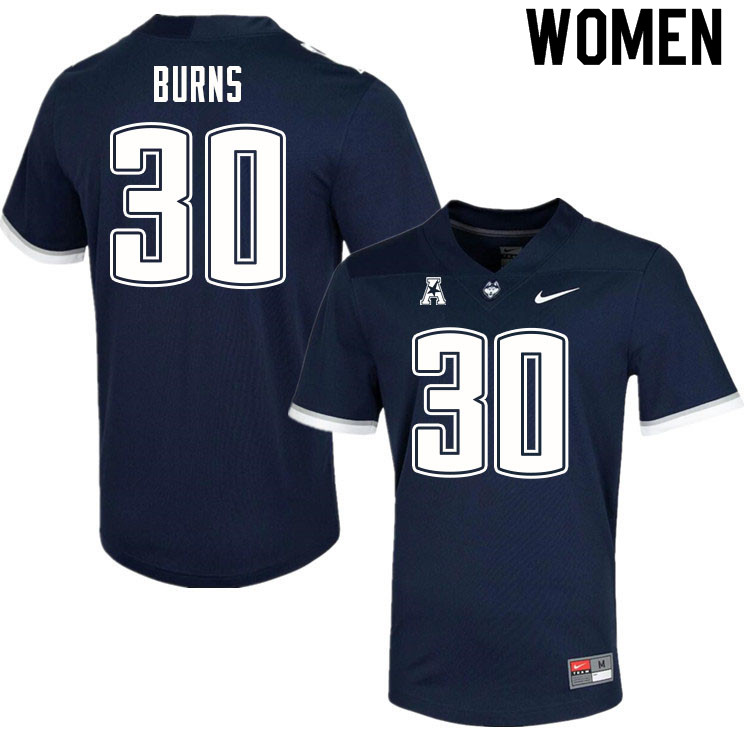 Women #30 Robert Burns Uconn Huskies College Football Jerseys Sale-Navy